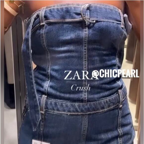 ZARA STRAPLESS TRF DENIM DRESS - Picture 3 of 15